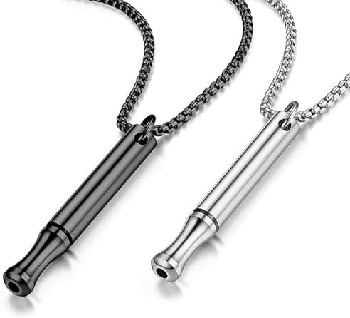 ZYEKIU 2 Stück Rauchentwöhnung Hilfsmittel Rauchfrei Hilfsmittel Kette mit Pfeife Rauchersatz Raucherentwöhnungspfeife Edelstahl Atemhilfe für Gegen Panikattacken Stressabbau (Noir/Argent)