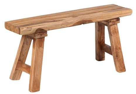 CREEDWOOD Holz BÄNKCHEN Palma | 84cm, Massivholz | Sitzbank, Natur Flurbank, Beistellbank, Holzbank, Naturholz Bettbank, Blumenbank, Pflanzenbank, Küchenbank