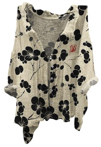 Leinenbluse Damen Sommer, Leinen Shirt Damen, Leinenhemd Langarm Tshirt V Ausschnitt Bluse Tunika Große Größen Oberteile Sommeroberteile Sommerblusen Leicht Und Luftig