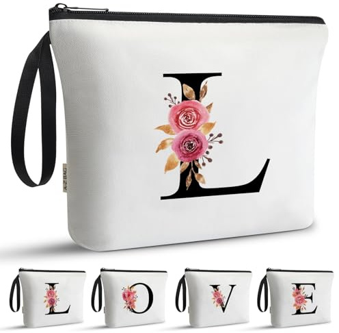 A-Z Bag Personalisierte Kosmetiktasche - Geschenke für Frauen Geburtstag, L | Schminktasche Klein mit Buchstaben, Geburtstagsgeschenk für Freundin Schwester Mama Kollegin, Make-up Tasche Damen Täschchen