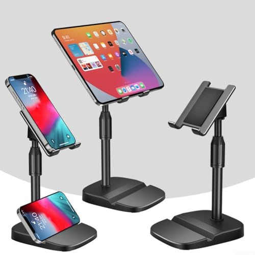 Desktop Microphone Stand with Phone Bracket, Adjustable Height Suitable for Meetings, Music Production, and More (D)