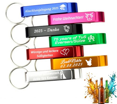 Personalisierter Flaschenöffner Schlüsselanhänger Gravur Party Geschenk | Praktischer Schlüsselanhänger mit Flaschenöffner, personalisiert mit Text, Namen oder Logo, für Hochzeiten und Geburtstage