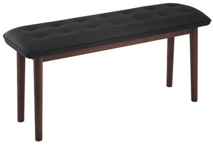 Jimenuco 40'' Solid Wood Dining Bench with Cushion, Faux Leather Upholstered Bench for Dining Room Table, Kitchen, Entryway, or Bedroom End of Bed, Black