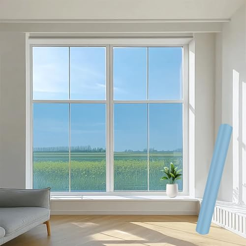 Pellicola per Vetri Finestre 39 x 250 cm Protezione Privacy Protezione Solare Vetri Anti-Sole Pellicola Adesivi Statici Antiriflesso per Finestre in Vetro, azzurro