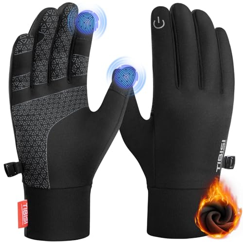 PULIOU Handschuhe Herren Damen Winter Warme Fahrradhandschuhe Winterhandschuhe Fahrrad Handschuhe Sporthandschuhe Laufhandschuhe Touchscreen Winddichte rutschfest Elastisch S