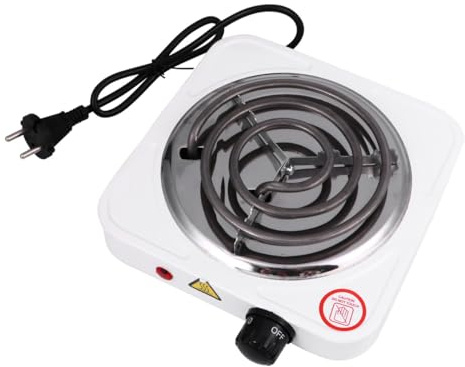 Piano Cottura Elettrico Portatile a Fuoco 1000w Bianco | Metallo e Plastica, Design Anti Vibrazione e Antistatico, per Uso Mobile e Piano Aggiuntivo