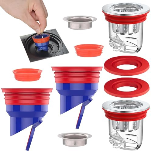 SKJJM 4 Pièces Clapet Anti Odeur Douche, 2 Pièces 42-53mm 2 Pièces 30-45mm Anti Odeur Douche, Bouchon Anti Odeur Machine a Laver Noyau de Drain de Sol Déodorant pour Cuisines, Salles Bains