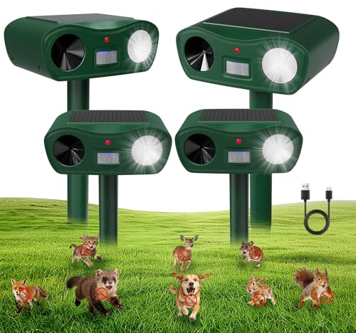 MQJIAZHI Dissuasore a ultrasuoni per gatti e talpe, impermeabile IPX4, per giardino, efficace contro gatti, topi, cani, uccelli, scoiattoli
