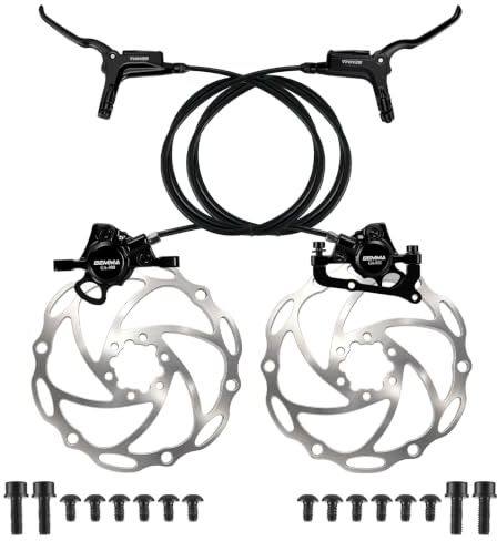 MTB Disc Brake Set, Hydraulic Disc Brake Kit with 160mm Rotors, Left Front 850mm & Right Rear 1450mm, Aluminum Oil Pressure Calipers Levers for Mountain Bike E-Bike Fat Bike Road Bike (B)