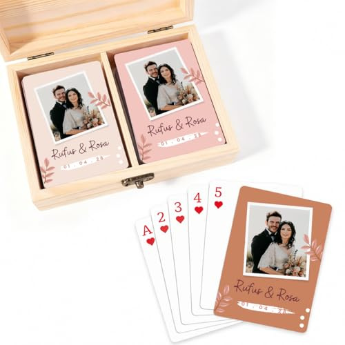 Personalisierte Spielkarten mit Foto, Individuelles Poker-Kartendeck | Benutzerdefinierte Standard-Pokerkarten für Familien,Einzigartiges Fotogeschenk für Hochzeit & Geburtstag,Hochwertiger Druck