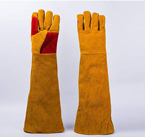Extreme Heat & Fire Resistant Leather Forge Welding Gloves with Extra Long Sleeve Mitts for BBQ,Oven,Grill,Fireplace,Tig,Mig,Baking,Furnace,Stove,Pot Holder,Animal Handling Glove