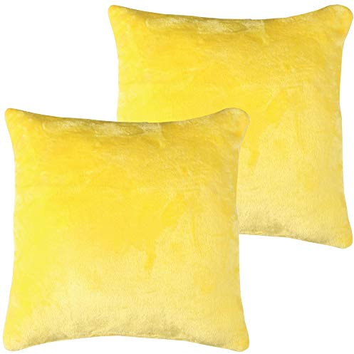 Bestlivings Kissenbezug Celina Cashmere Touch 50x50 cm Gelb 2er-Pack | Flauschige Kissenhüllen aus 100% Polyester, für Dekokissen und Sofakissen, mit Reißverschluss, 30 °C waschbar, ohne Füllung