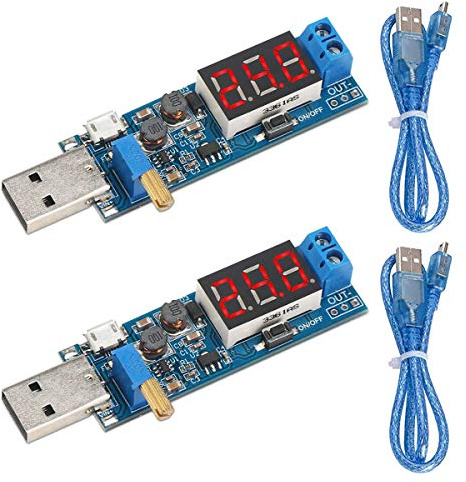Youmile 2Pack USB Buck Boost Converter DC-DC 3.5V-12V to 1.2V-24V Adjustable Step Up/Down Power Supply Module Voltage Regulator