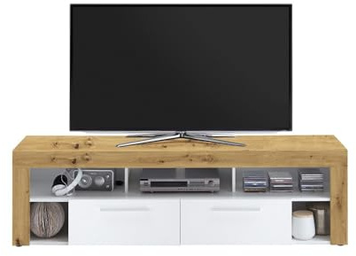 FMD furniture Lowboard, Holzwerkstoff, Artisan Eiche/Weiß, ca. 180 x 53 x 40 cm, 271-002E