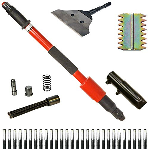 CS Unitec | Long Reach Chisel and Needle Scaler Professional Kit |2 ft |19 Needle Air Chisel | Professional Grade 2200 BPM | Pneumatic Powered 4.5 CFM - 136.3299 Pro Kit