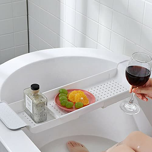 MorNon Mensola per vasca da bagno, ripiano scalabile, colore: bianco