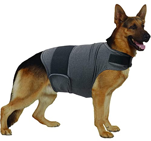 QIYADIN Dog Anxiety Relief Shirt, Adjustable Anxiety Coat Jacket for Fireworks, Thunderstorm, Travel, Separation, Calming Vest Wrap for Small Medium Large Dogs (XL)