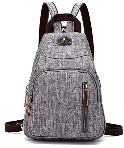 FANDARE Retro Bolsa de Pecho Pequeño Mochila Bolsos Cruzados Sling Crossbody Bag Bolsa de Hombro para Hombre Mujer Viaje Gimnasio Deportiva Ciclismo Daypacks Durable Poliéster Gris