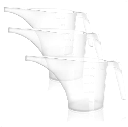 COM-FOUR® 3x Jarra embudo - Regadera con pico embudo - Embudo transparente - Jarra dosificadora para hacer jabón para aceite