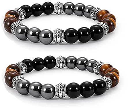 TTTRV Magnetisches therapeutisches Schlankheitsarmband, natürliches mattiertes Steinarmband, zur Linderung von Arthritis-Schmerzen (2 Stück)