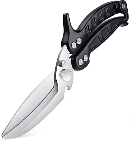 DRAGON RIOT Geflügelschere Abnehmbare, Heavy Duty Fleischschere, Mehrzweck-Küchenschere zum Schneiden von Knochen, Fleisch, Geflügel und Pizza, Knochenschere Schwarz Weihnachtsgeschenke für Mama Papa