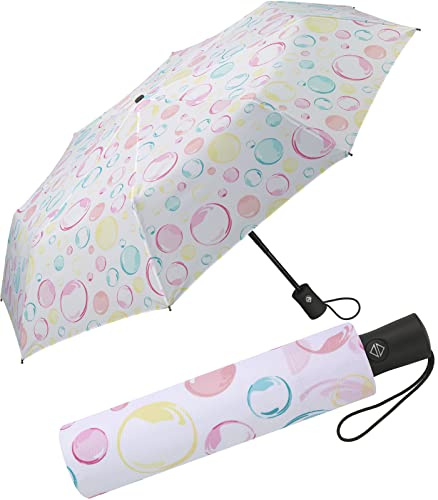 happy rain Paraguas con bastón automático para mujer, burbujas de jabón, Taschenschirm Auf-Zu-Automatik