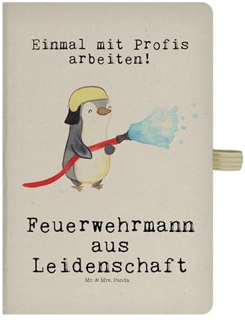 Mr. & Mrs. Panda DIN A5 Baumwoll Notizbuch Feuerwehrmann Leidenschaft - Geschenk, Notizblock, Notizen, Jubiläum, Tagebuch, Abschied, Adressbuch,