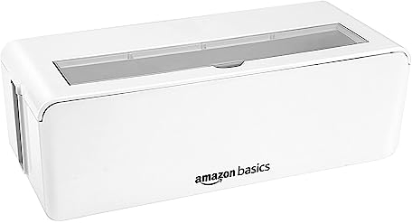 Amazon Basics Cable Tidy Box for hiding and organizing Cables, Large, White