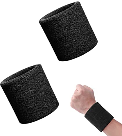 Olakin Schweißbänder[2 Stück], Sport Wristbands Gelenkband aus Baumwolle, Saugfähige Handgelenk Schweißbänder für Damen und Herren, für Sport Laufen Joggen Fußball Tennis