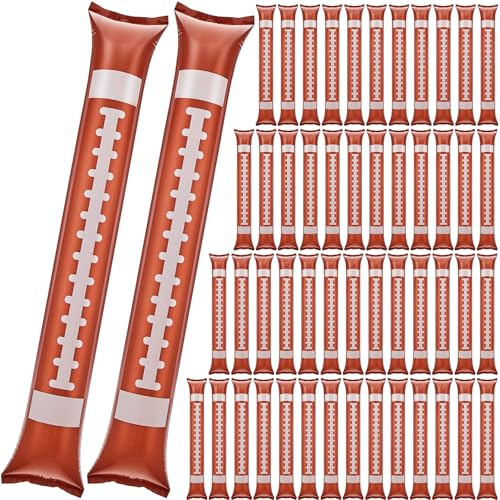 40 Pieces Thunder Sticks Inflatable Noisemakers Cheerleading Game Day Sports Noise Makers Plastic Cheering Sticks Bulk for Basketball Sport Event Dance Team Spirit, 23.6 x 3.9 Inch(40 Pcs,Football)