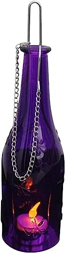 Echtglasflasche Kerzenhalter Flasche zum aufhängen versch. Farben erhältlich 14466 (lila)