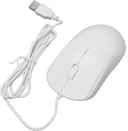 Aeun Ratón con Cable Óptico, Puerto USB Material ABS Ampliamente Compatible Fácil de Usar Plug and Play Ratón para Computadora Diseño Ergonómico con Cable 1200DPI para el Hogar (Blanco)