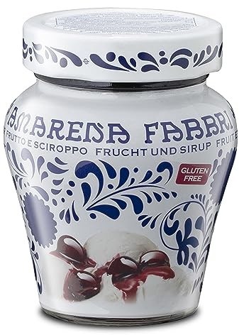 Food-United AMARENA-KIRSCHEN 230g | FABBRI 1905 | in Sirup | Halb-Kandiert | Amarene | Amarenakirschen aus Italien | fabbri amarena cherries | für Joghurt-Eis Dessert Topping Garnitur Cocktail (1)