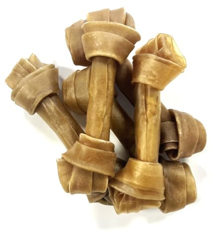 Medium 6 inch Knotted Bones x 2 Natural Rawhide Dog Treats RHS