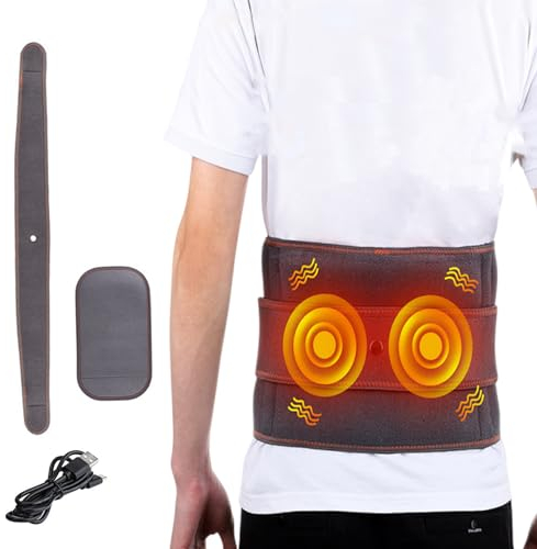 Ysislybin Wärmegürtel, Heizkissen Kabellos mit Akku,Wärmegürtel Rücken mit Vibrationsmassage,Tragbare Heizgürtel mit 3 Wärmestufen & 3 Massagemoden,für Rücken, Schulter, Bauch, Taillenschmerzen, Grau