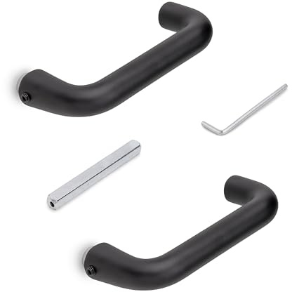 Emuca - Maniglie per serrature di porte da interno in vetro, Modello U, alluminio, Verniciato nero