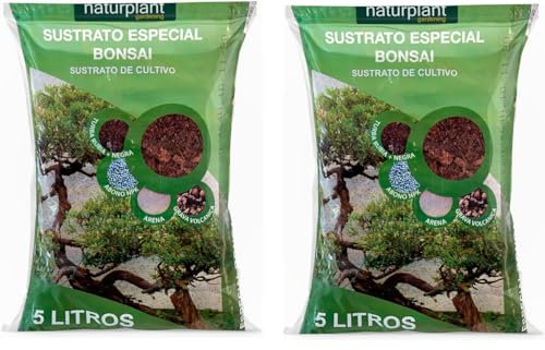 Sustrato Especial para Bonsai. 5 litros. Compuesto por turba Rubia y Negra, Arena, Grava y abono. Ideal para el Crecimiento Saludable de Tus bonsáis (2 Unidades)
