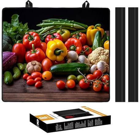 KitchenRaku Hob Cover 61x53cm, Electric Hob Covers, Ceramic Hob Covers, Induction Hob Covers, Glass Hob Covers, Hob Covers for Electric Cookers to Protect from Scratches (Vegetables Pattern)