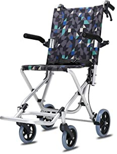 ZJFJMBD Fauteuil Roulant Ultra-léger, Fauteuil Roulant de Transport Pliable Portable, Petit Fauteuil Roulant de Voyage Domestique, Fauteuil Roulant Poids Plume