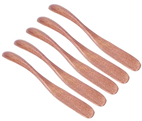 SUNGOOYUE COUTEAUX À BEURRE EN BOIS STYLE JAPONAIS POUR MASQUE VISAGE À PAIN 5PCS (Grande couleur de peinture)