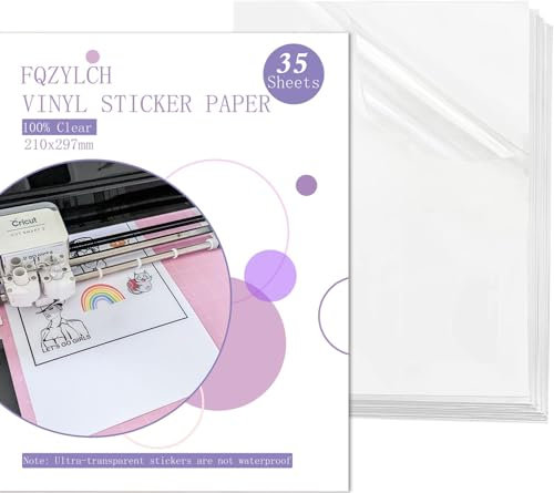 Bedruckbare Vinyl-Aufkleber, glänzende Klares Aufkleber, 35 Wasserfeste Aufkleber Papier, A4 Aufkleber Papier für Laser Tintenstrahldrucker