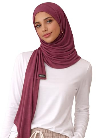 HENKi 100% Baumwolle Cotton Hijab Jersey Kopftuch Frauen Premium (Aubergine Lila #61)