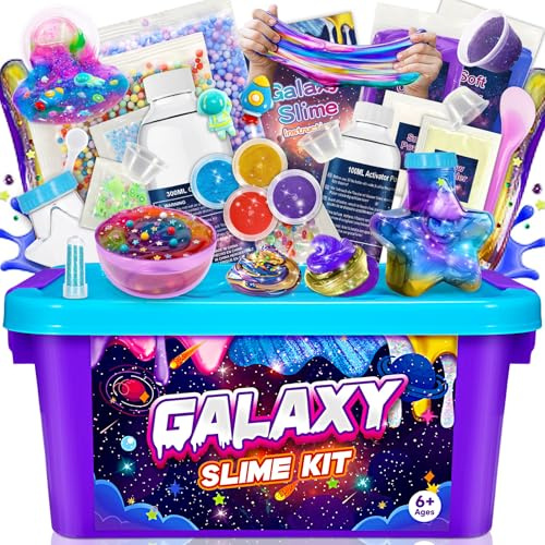 Hapikids Schleim Selber Machen Set, Schleim Kinder Geschenk Mädchen Junge | Spielzeug Mädchen Junge 6 7 8 9 10 11 12 Jahre Galaxy Slime Set zum Selbermachen Geschenkideen DIY Set Kinder Schleimlabor