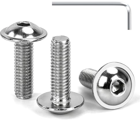 Tunejoy Linsenkopfschrauben mit Flansch M5 x 16 mm Linsenkopfschraube Innensechskant Edelstahl A2 V2A Flanschschrauben Vollgewinde mit Inbusschlüssel 30 Stück