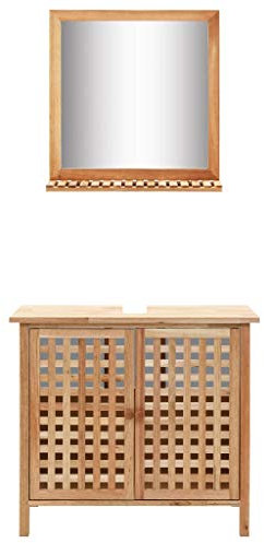ShGaxin Mueble de Lavabo con Espejo de Madera Maciza de Nogal, Armario Baño, Muebles para Lavabo, Mueble Baño, Armarios Baños, Mueble Pila Lavadero