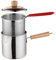 2 Set Deep Fat Fryer Pot with Oil Filter Basket,Stainless Steel Chip Pan,Mini Fryers French Fries Pot, Tempura Chips,Pasta Making Basket Heating Food Pot,Fish, Chicken Handle Fryer (3.4L (15x17x17cm))
