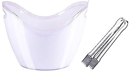 NexaGeniX sektkübel 8 Liter Acryl-Eiskübel mit Eiszange, Kunststoffwanne, ovaler Aufbewahrungseimer, Eiskübel for 2 Wein- oder Champagnerflaschen eiskübel(Weiß)