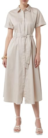 Comma Midikleid aus Popeline mit Hemdkragen und Bindegürtel