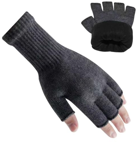 Rahhint Guanti Caldi Invernali Lana Alpaca Senza Dita Doppio Strato per Digitare, Lavorare, Guidare - Guanti Termici per Ufficio, Casa e Tempo Libero