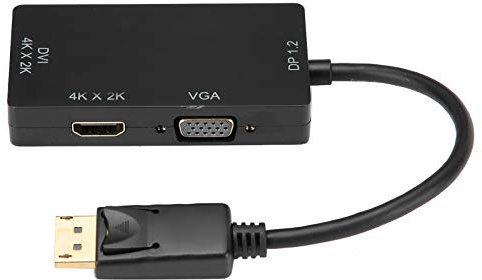 Yunseity Adaptateur Displayport 3 en 1, ConvertisSEUR Adaptateur Mini Displayport vers VGA DVI HD, Câble Mini vers/VGA/DVI